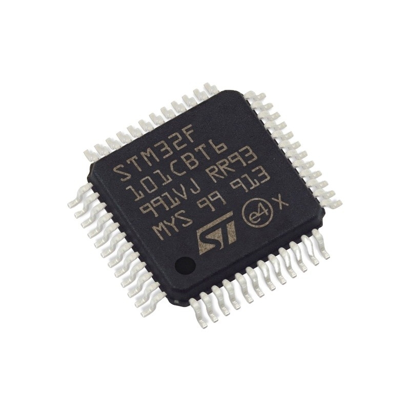 Na microplaqueta conservada em estoque STM32F101CBT6 dos circuitos integrados CI do FLASH 48LQFP de IC MCU 32BIT 128KB dos microcontroladores