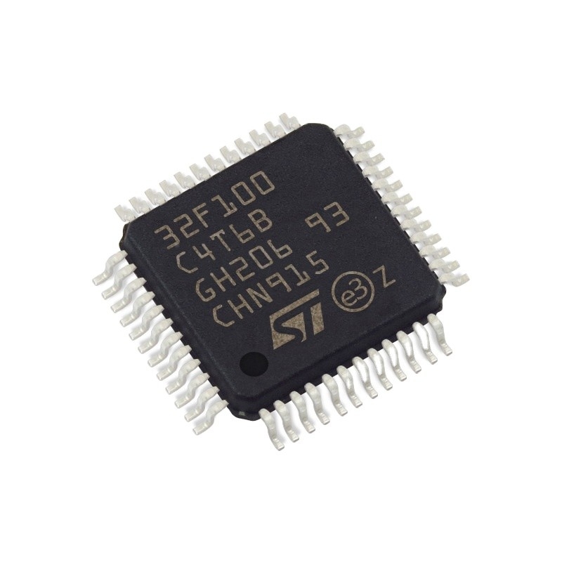 Na microplaqueta conservada em estoque STM32F100C4T6B dos circuitos integrados CI do FLASH 48LQFP de IC MCU 32BIT 16KB dos microcontroladores