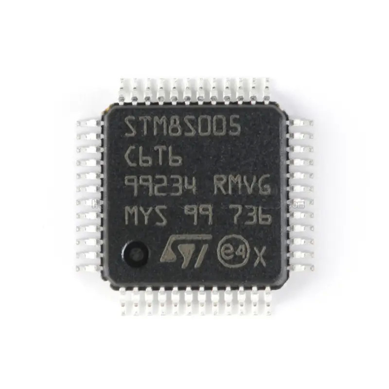 No componente eletrônico instantâneo de 8 bits conservado em estoque STM8S005C6T6 dos microcontroladores MCU STM8S STM8 CISC 32KB 3.3V/5V 48-Pin LQFP