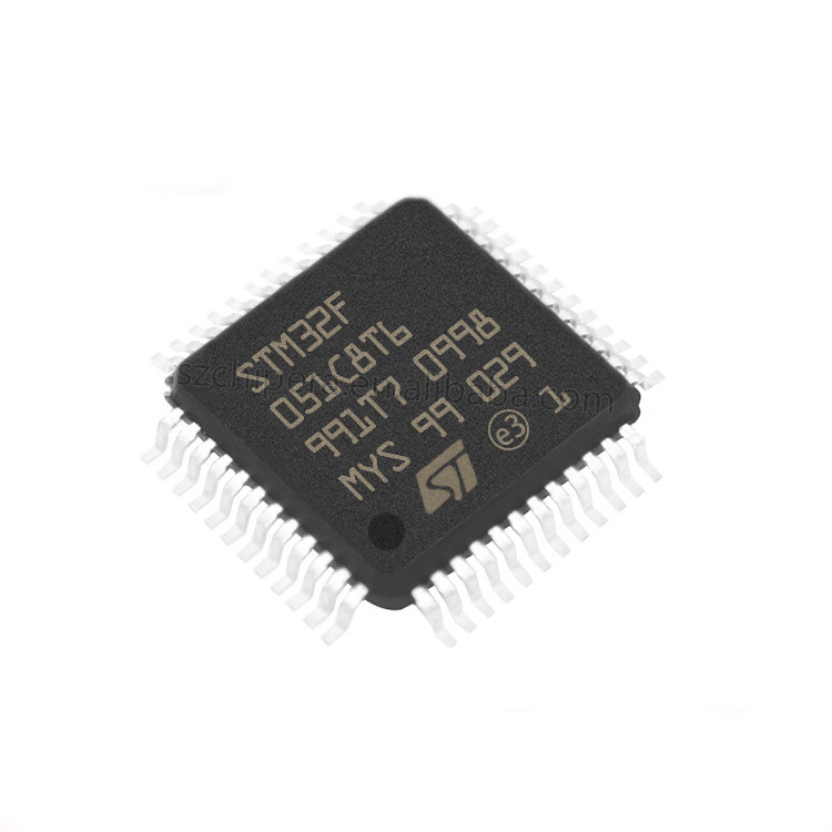 O componente eletrônico STM8S105 MCU ARMA o bocado 64K 48 LQFP instantâneos STM32F051C8T6 IC do CAD DAC 32